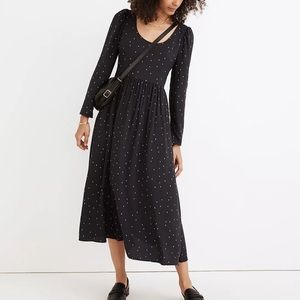 Madewell Alicia Long-Sleeve Scoopneck Midi Dress in Night Stars